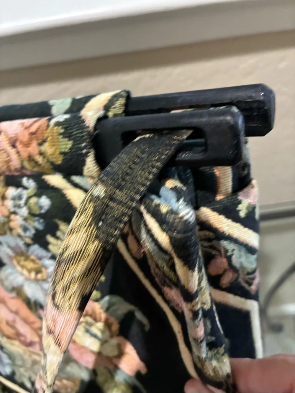 Toby Weston vintage  Floral Tapestry Shoulder Bag in Black and pastels